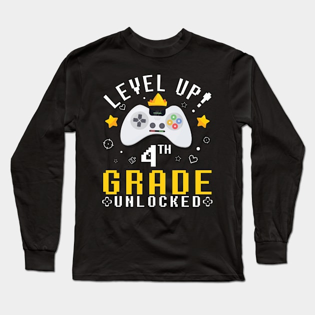 Gamer Fans Students Level Up 4th Grade Unlocked First Day Of School Long Sleeve T-Shirt by joandraelliot